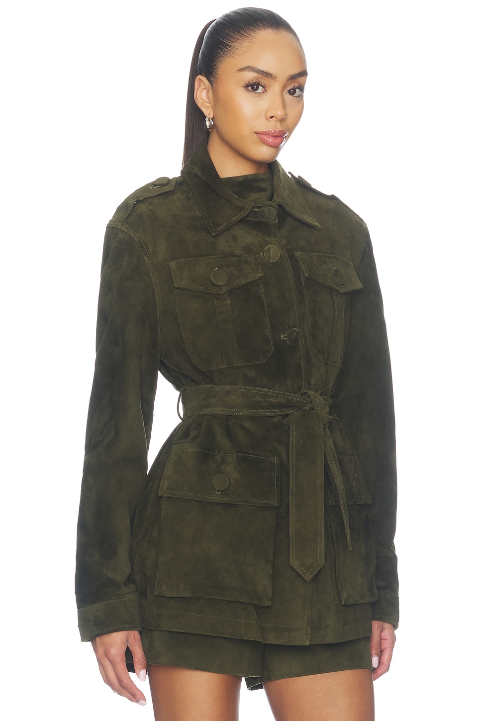 AEXAE Lamb Leather Suede Mid Jacket