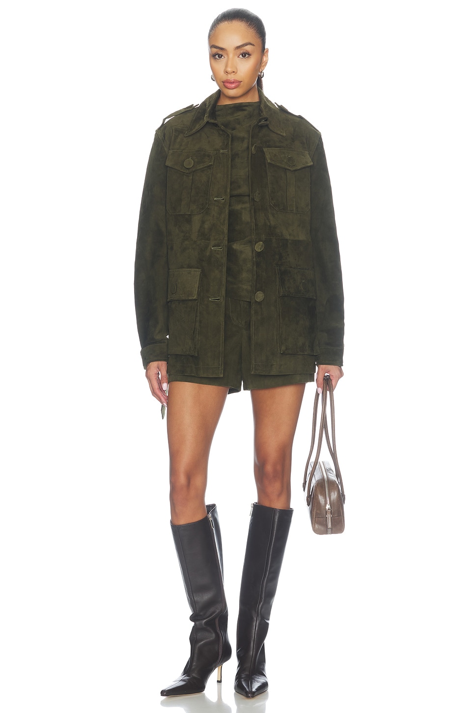 AEXAE Lamb Leather Suede Mid Jacket
