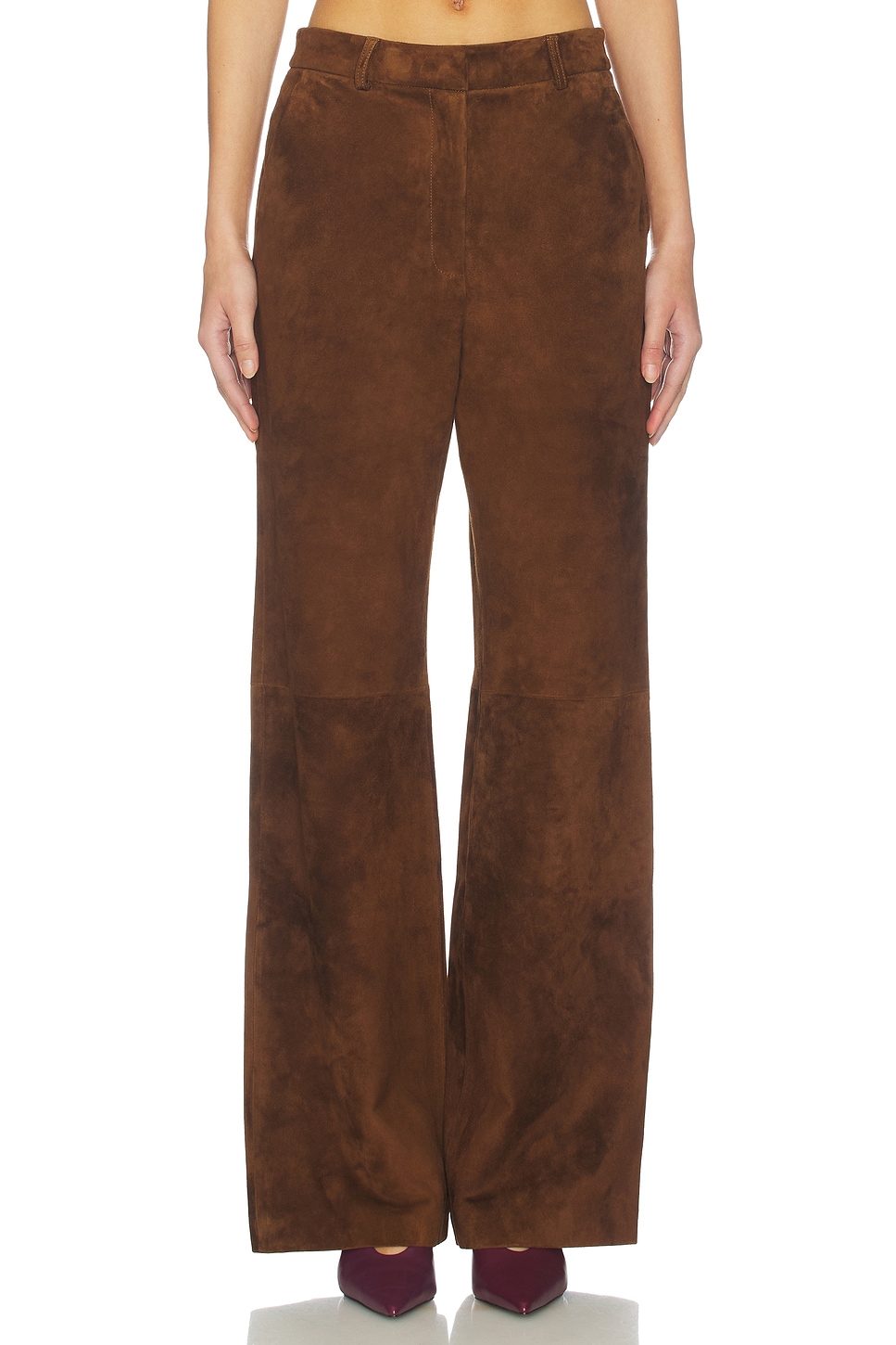 Leather Suede Straight Leg Pant