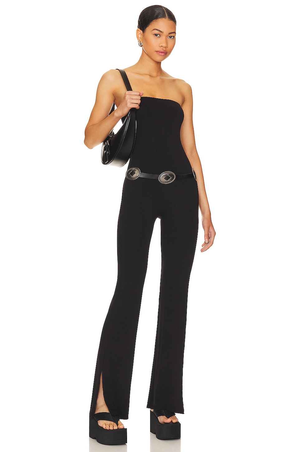 Black strapless jumpsuit for women