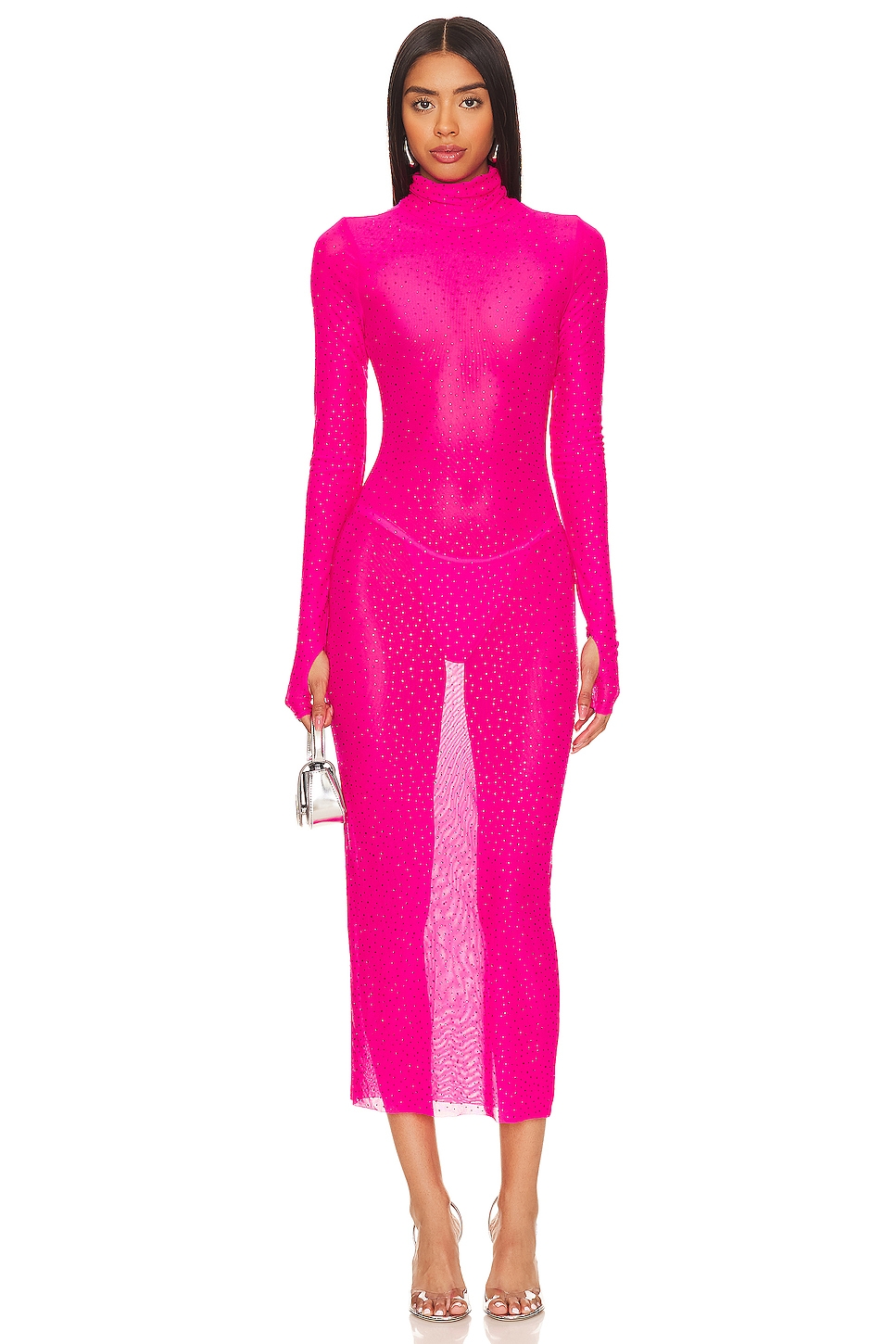 AFRM Shailene Rhinestone Dress in Glow Pink | REVOLVE