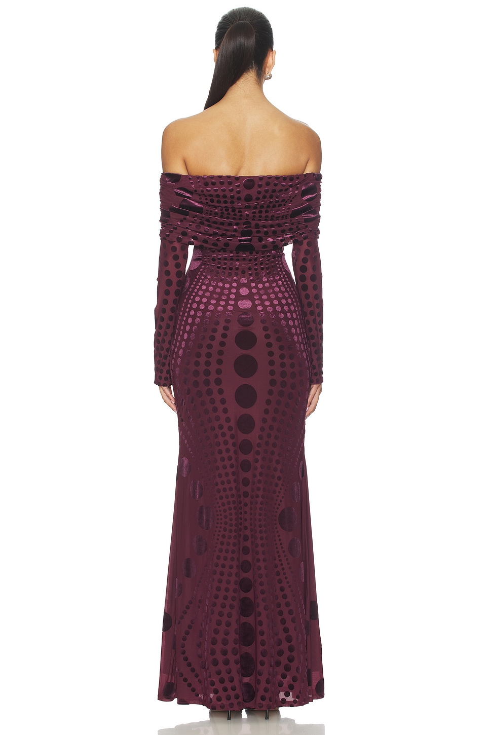 burnout velvet dress Burgundy V-Neck Mother of Bride Velvet Burnout Set in jersey lining at body Buttons at front body are functional at very top Hyacinth House Emerald Green Burnout