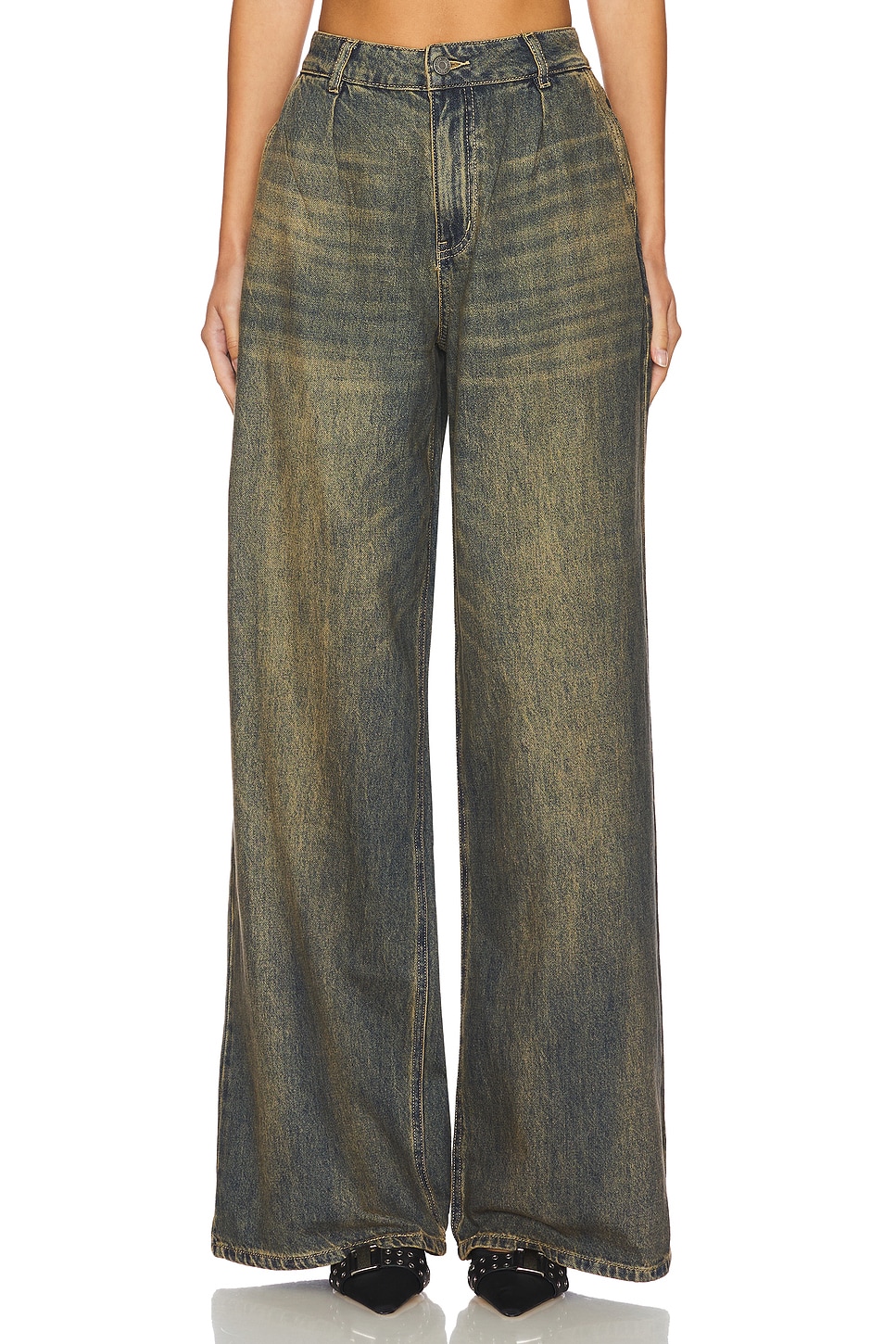 【YOURNUS】Tint washing wide denim pants Dark Wash Stretchy Wide Leg Utility Jeans | Lime Lush Boutique