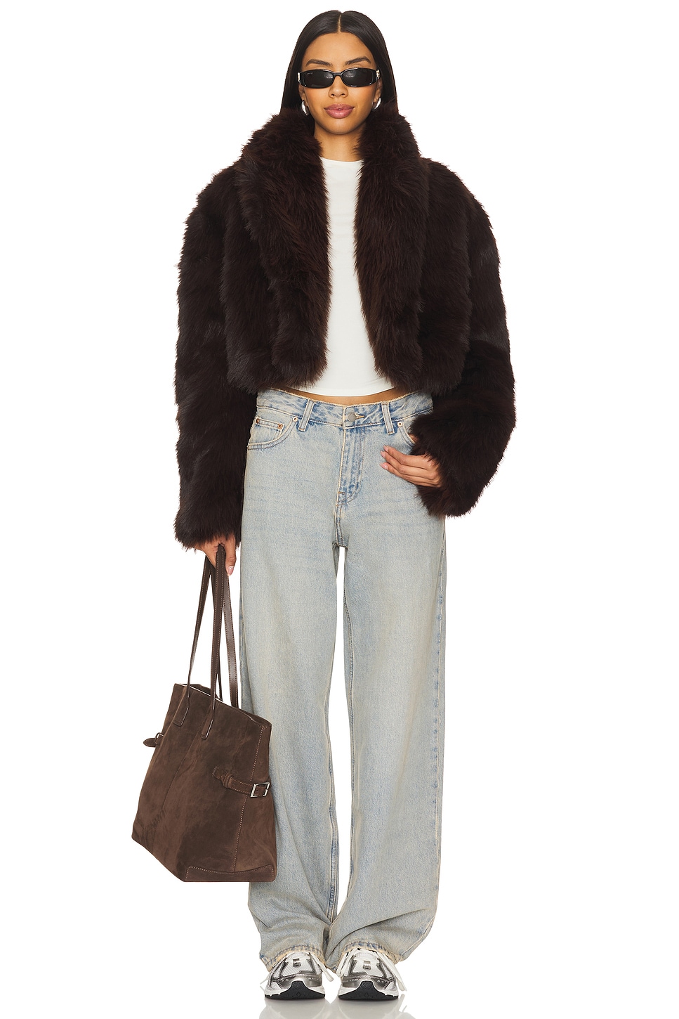 AFRM Stephanie Barrel Crop Faux Fur Jacket thumbnail