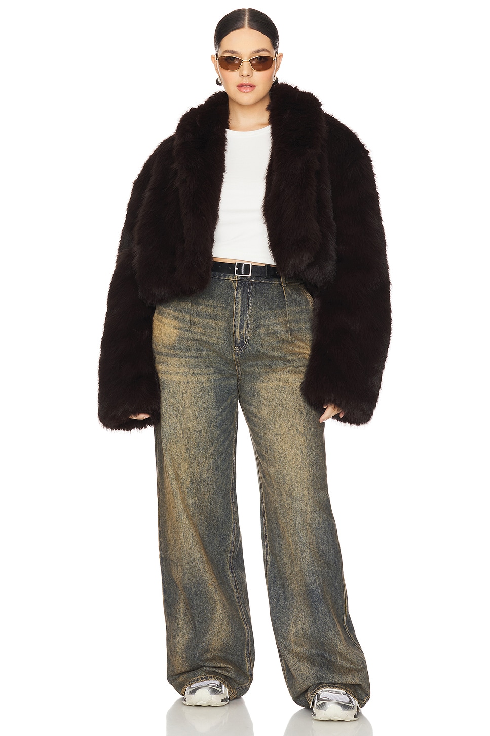 Stephanie Barrel Crop Faux Fur Jacket
