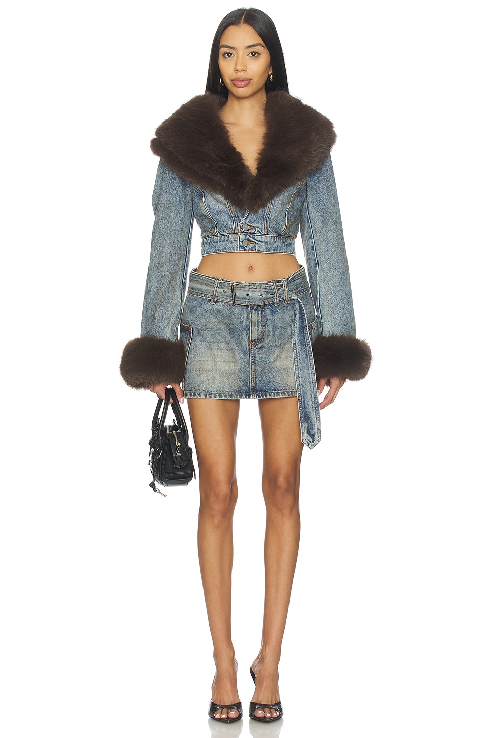 AFRM The Chippy Belted Micro Mini Skirt