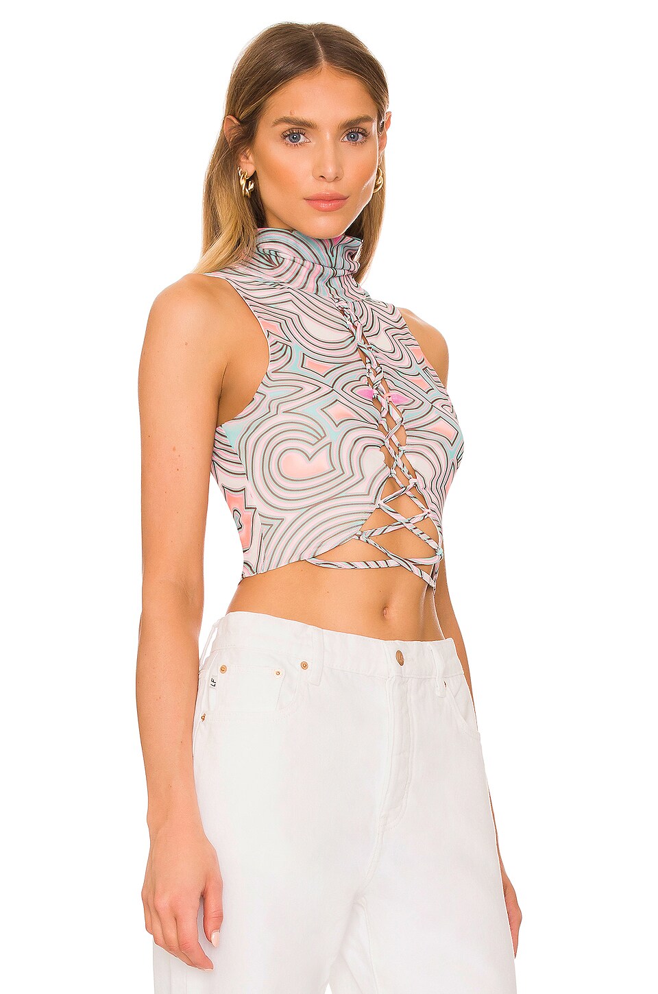 AFRM Gissel Crop Top in Pastel Geo