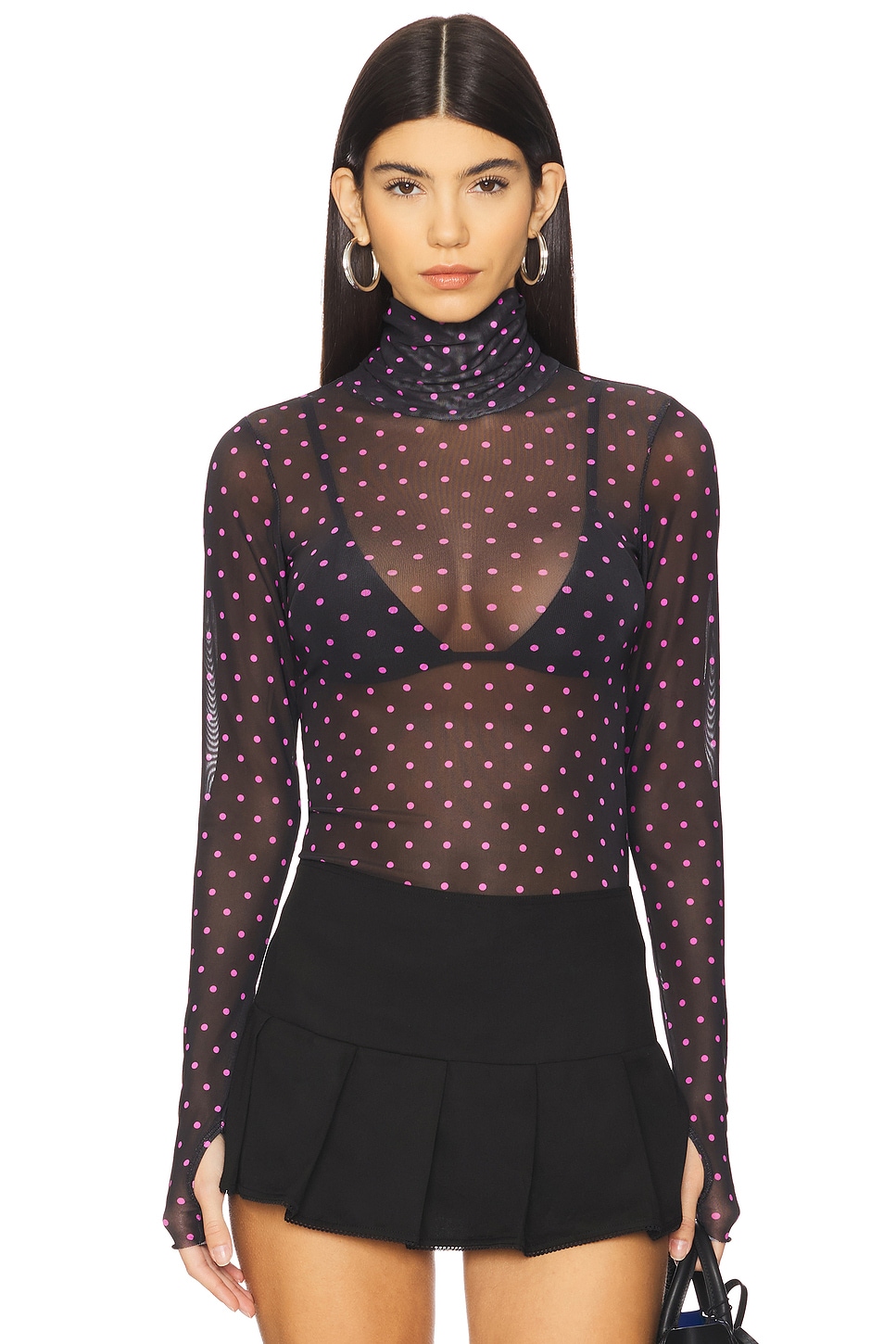 AFRM Zadie Turtleneck in Pink Micro Dot | REVOLVE