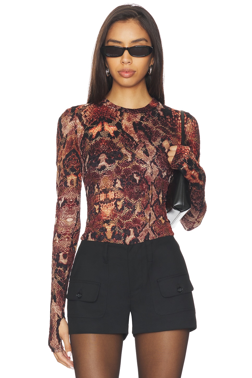 AFRM Kaylee Crochet Lace Top in Umber Snake | REVOLVE