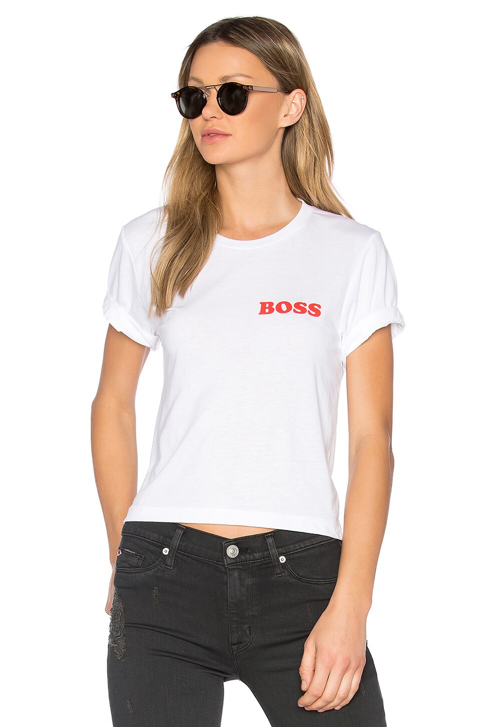 A Fine Line Boss Brothers Crop Tee in White