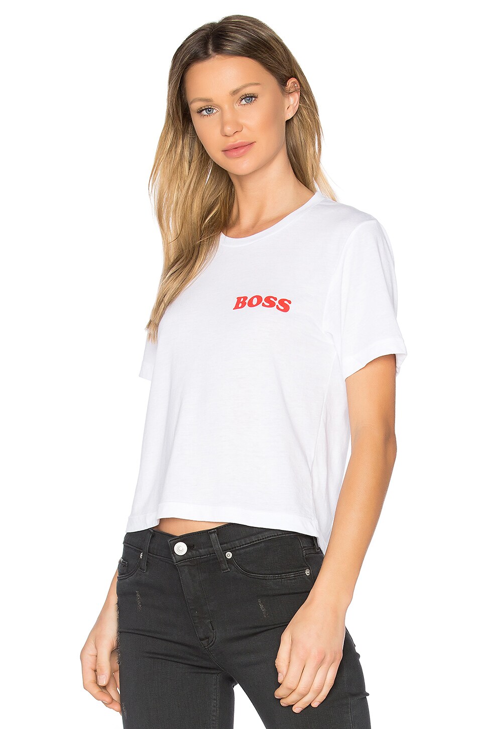 A Fine Line Boss Brothers Crop Tee in White
