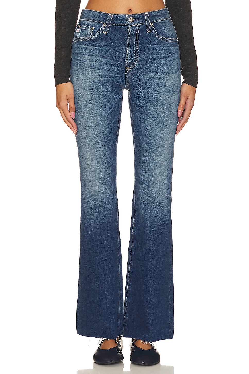 AG Jeans Low-Rise Bootcut Jeans in Blue