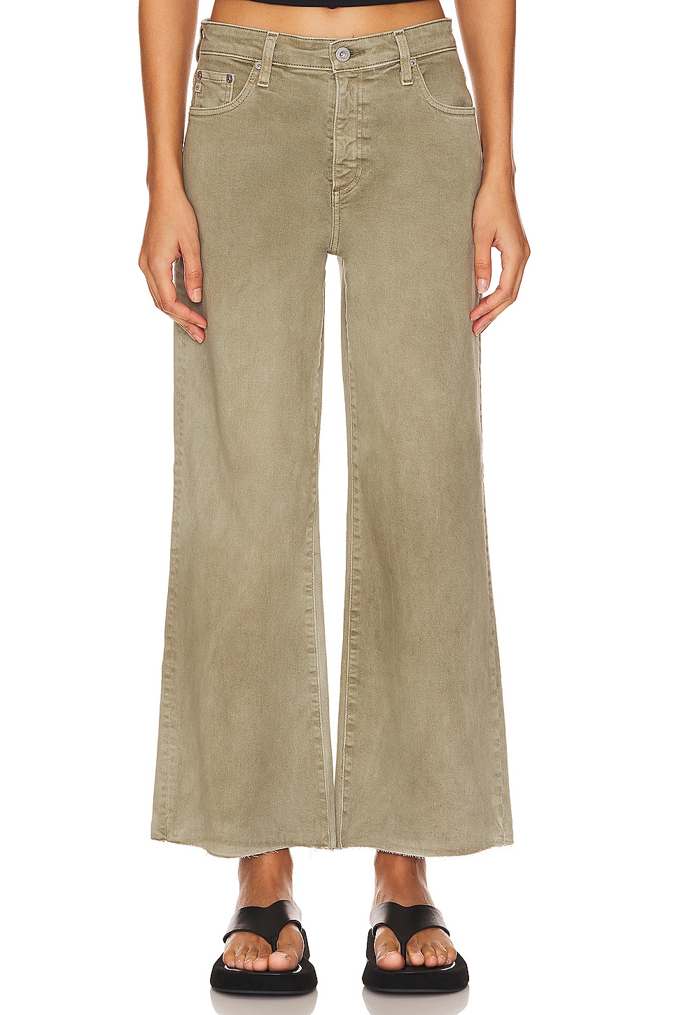 AG Jeans Saige Wide Leg Crop in Sulfur Dried Parsley | REVOLVE