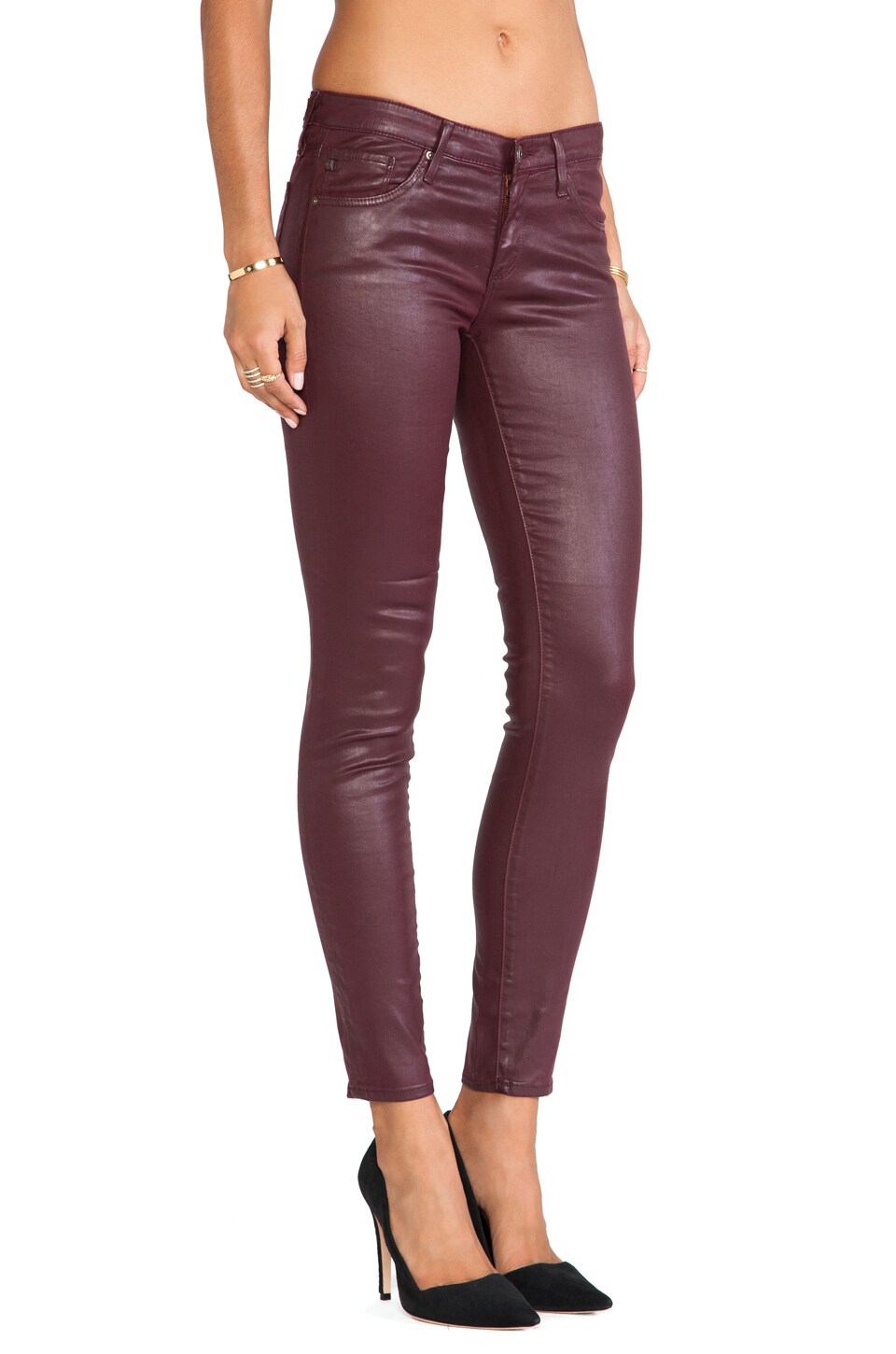 AG Jeans The Legging Ankle in Leatherette Crimson Maple