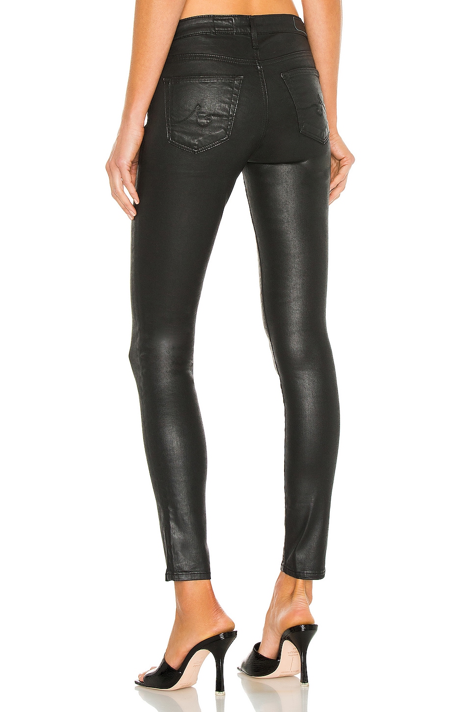 AG Adriano Goldschmied Legging Ankle in Leatherette Super Black REVOLVE