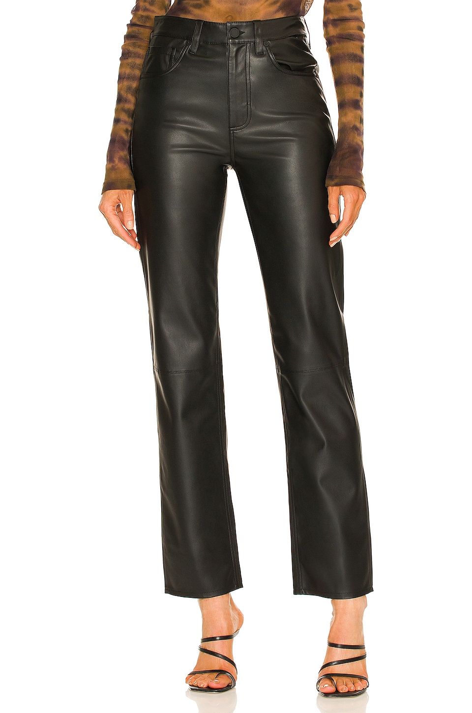 AG Jeans Alexxis Faux Leather Straight in Super Black | REVOLVE