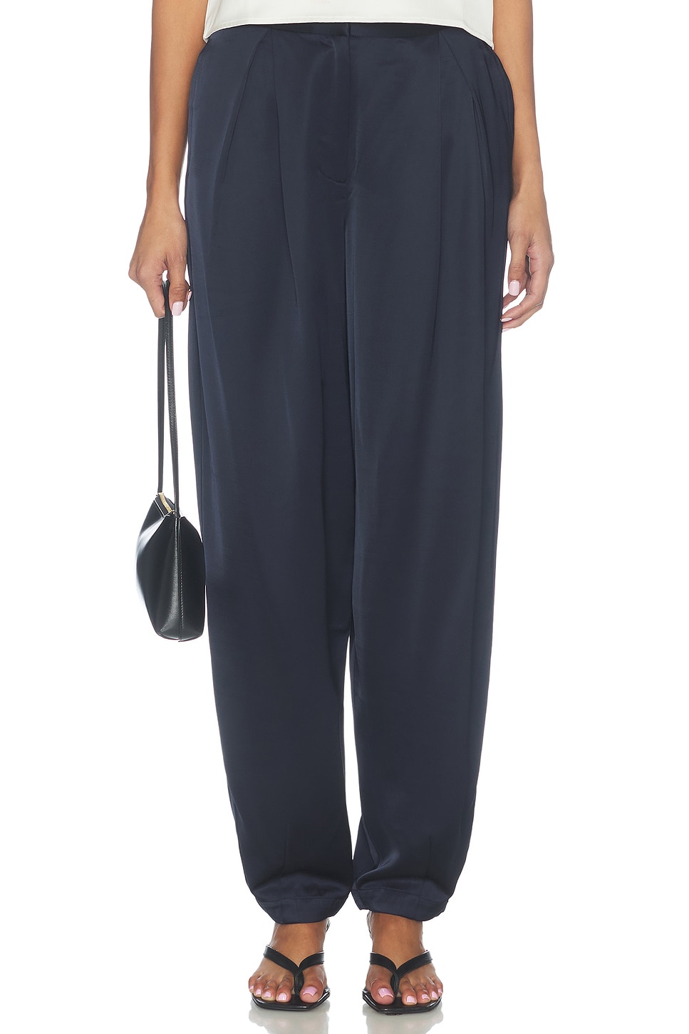 Millicent Satin Trouser in Navy - thumbnail 2