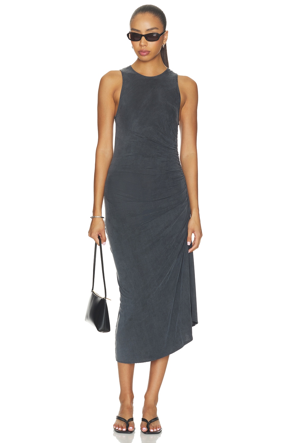agolde midi dress AGOLDE Ruched stretch-jersey midi dress