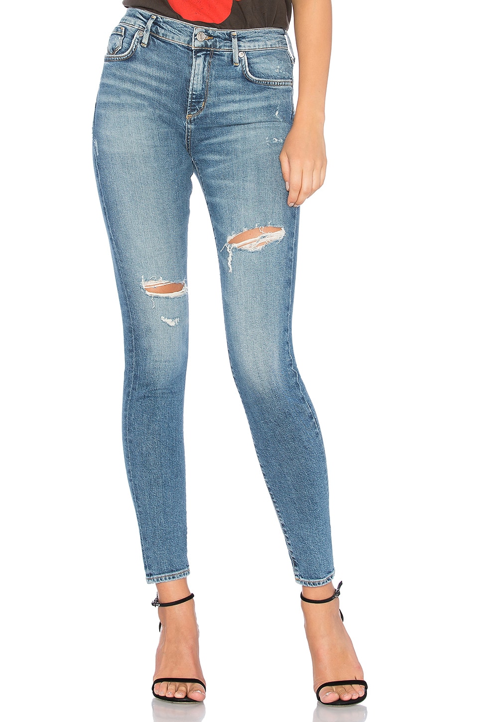 AGOLDE Sophie Distressed High Waist Skinny Jeans in Anthem | ModeSens