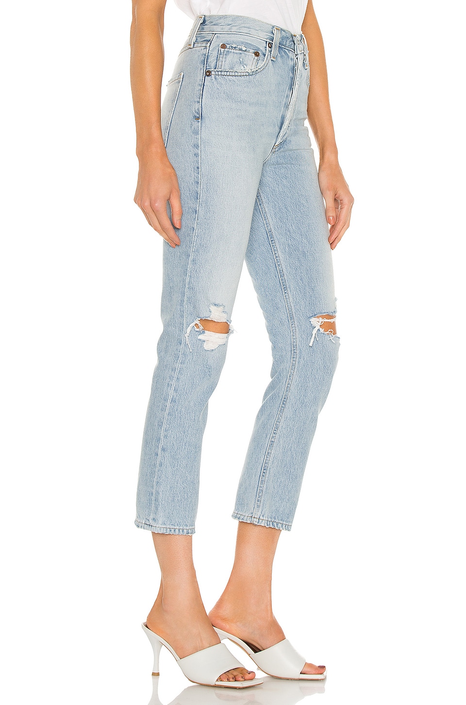 AGOLDE Riley High Rise Straight Crop in Clear Skies | REVOLVE