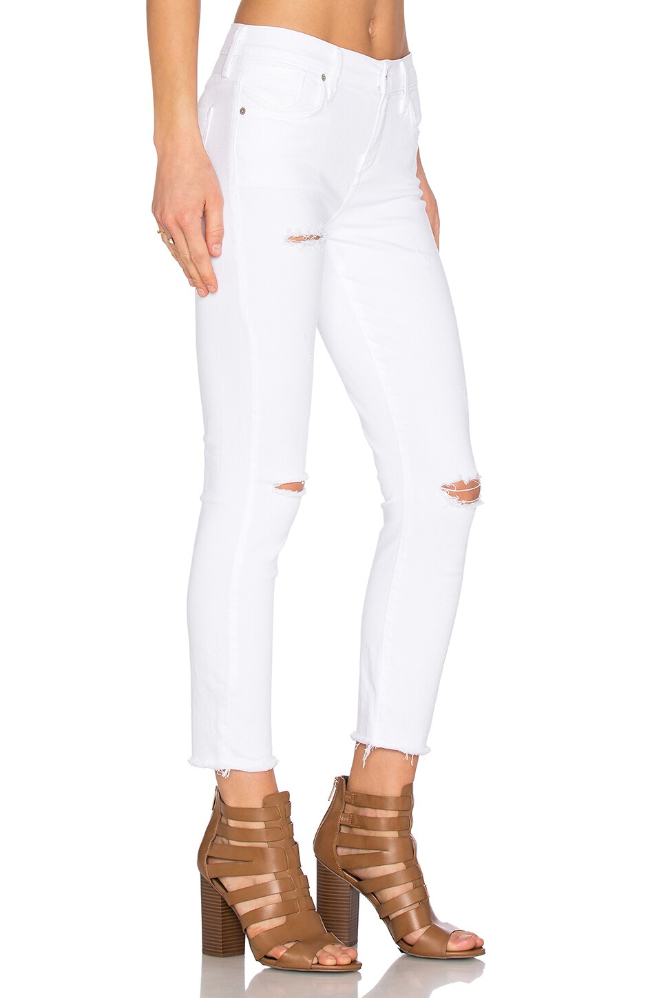 AGOLDE A Gold E Sophie High Rise Crop Skinny in Off Spring Distressed
