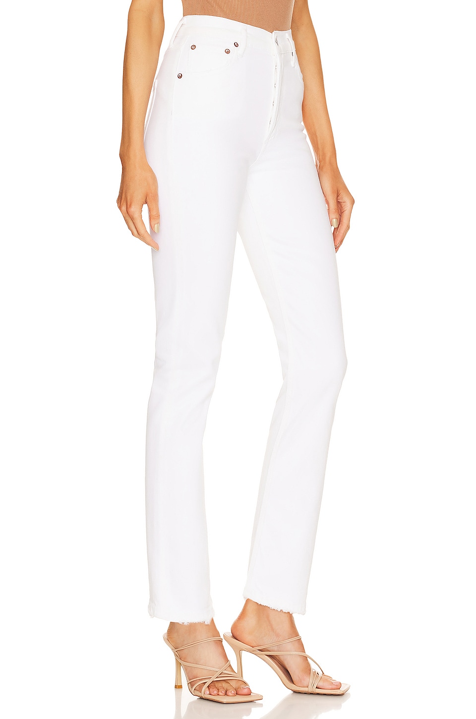 AGOLDE Riley Long High Rise Straight in Sour Cream