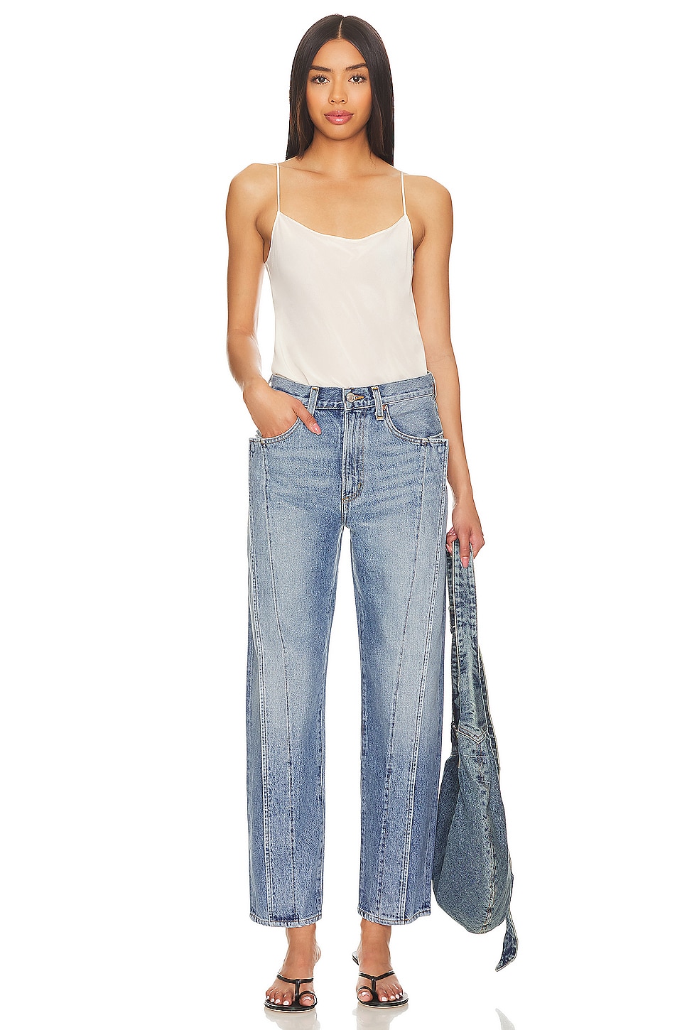 デニム・ジーパン Agolde Blue Jeans With Front-Fold Design AGOLDE Fold Wide Leg Jeans in Navigate | REVOLVE