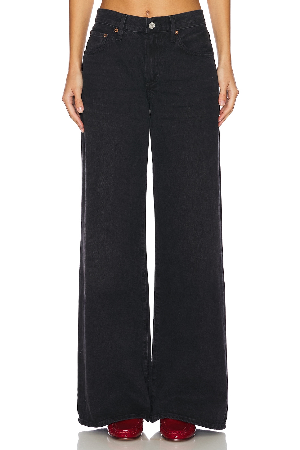 CALÇA FLARE BAGGY DE CINTURA BAIXA CLARA