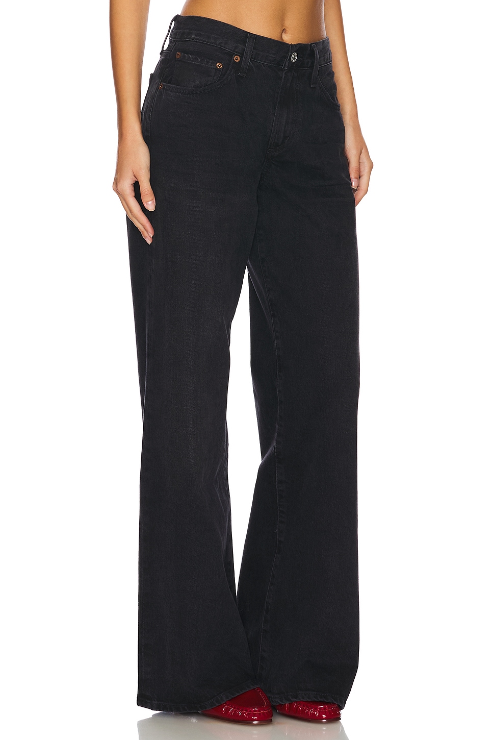 CALÇA FLARE BAGGY DE CINTURA BAIXA CLARA