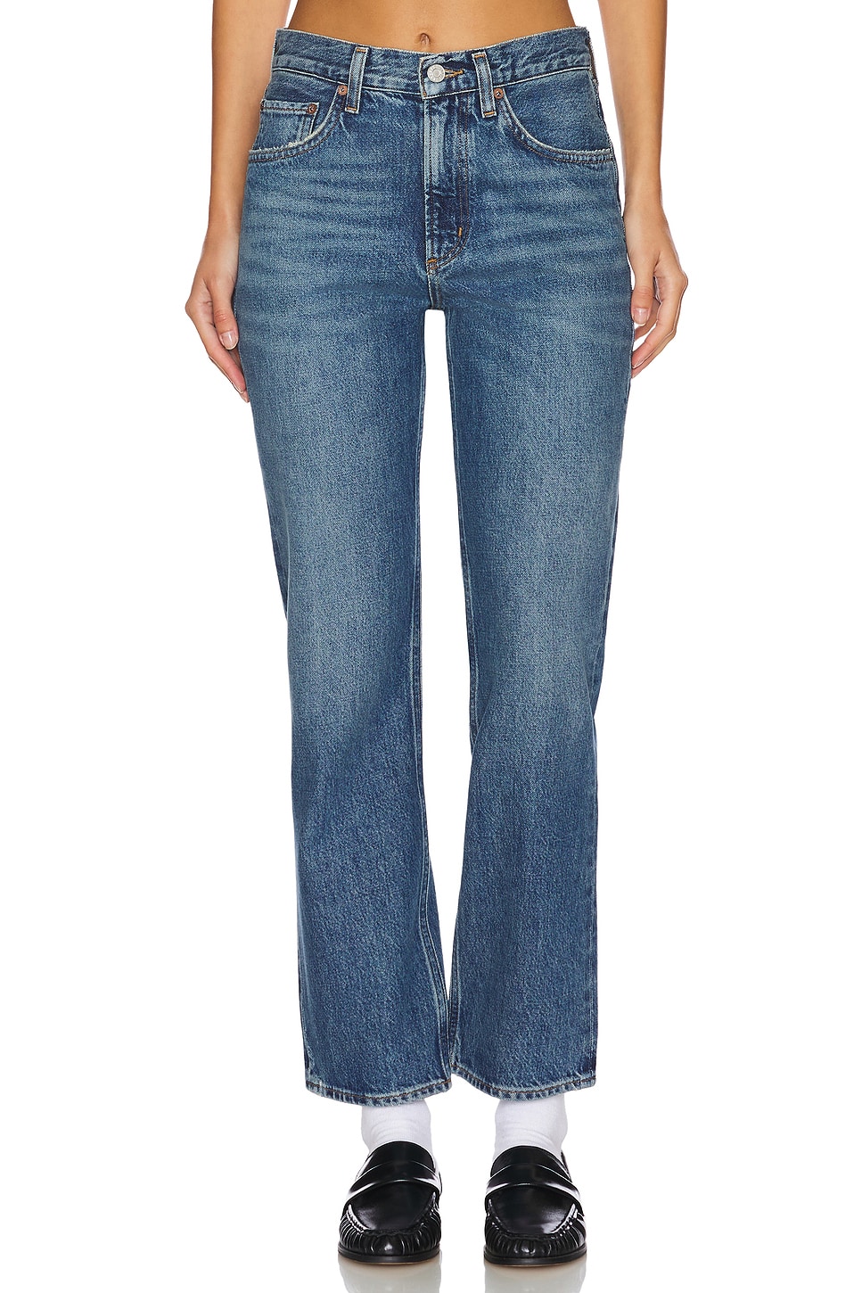 AGOLDE Valen Mid Rise Vintage Straight Jeans in Essence