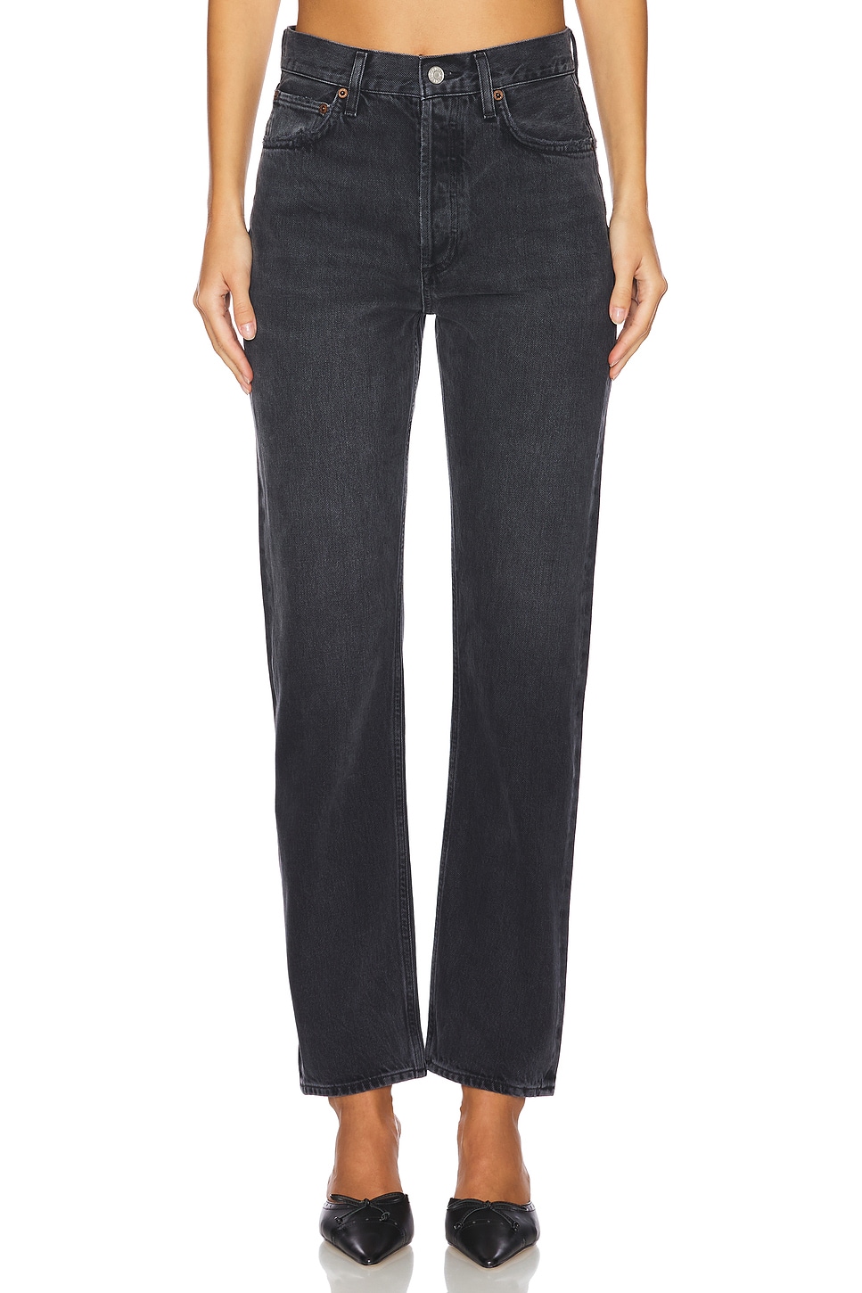 AGOLDE 90's Pinch Waist High Rise Straight Jeans in Hitch