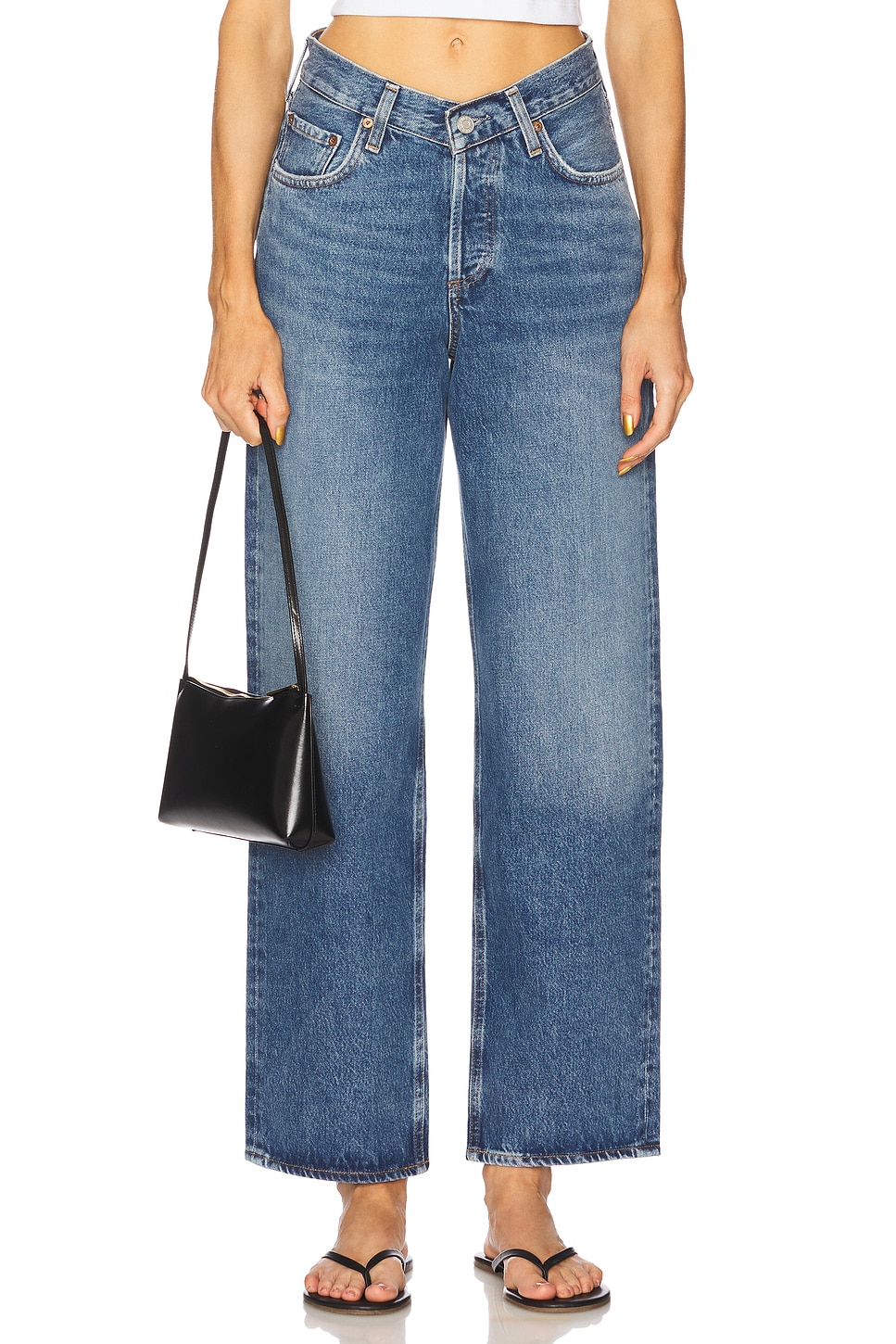 abcSupreme Distressed Loose Fit AGOLDE V-waist Baggy Jeans in Cascade | REVOLVE