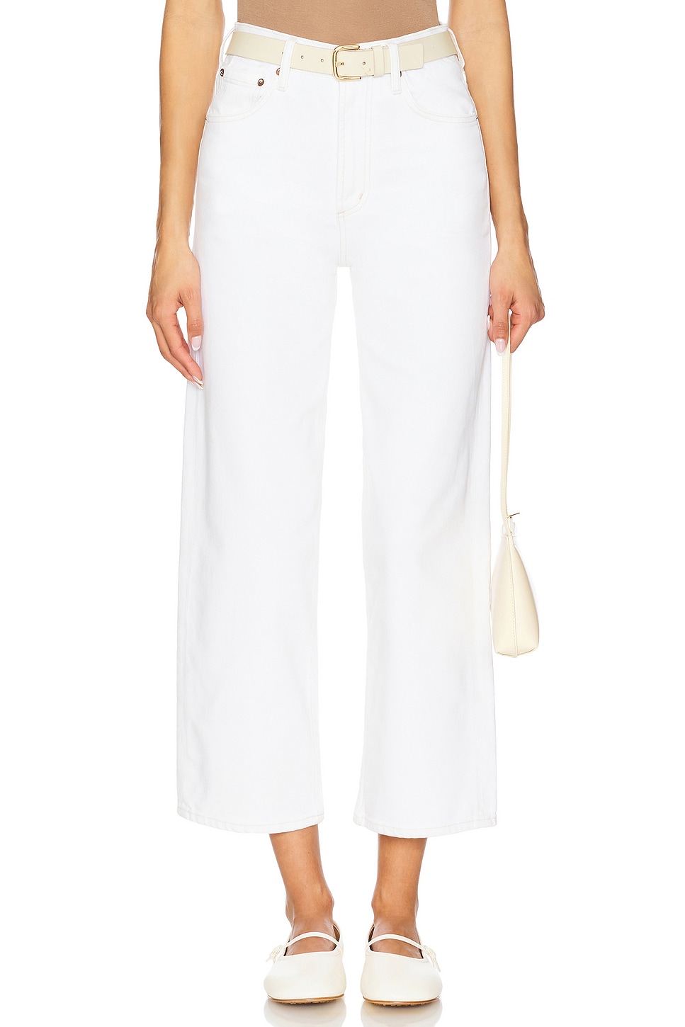 AGOLDE Ren High Rise Wide Leg Jeans in White Wash | REVOLVE