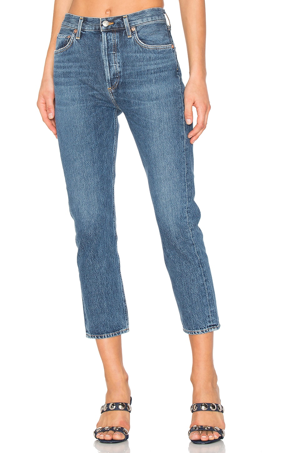 AGOLDE Riley High Rise Straight Crop in Air Blue | REVOLVE