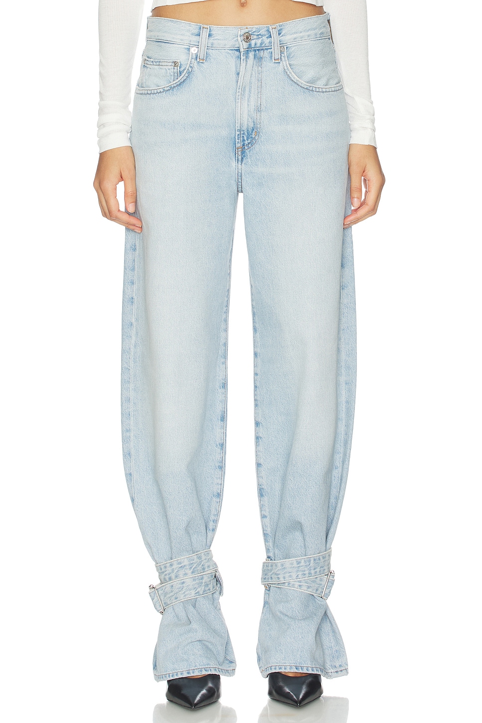 Cinched Hem Loose Taper Jeans - thumbnail 3