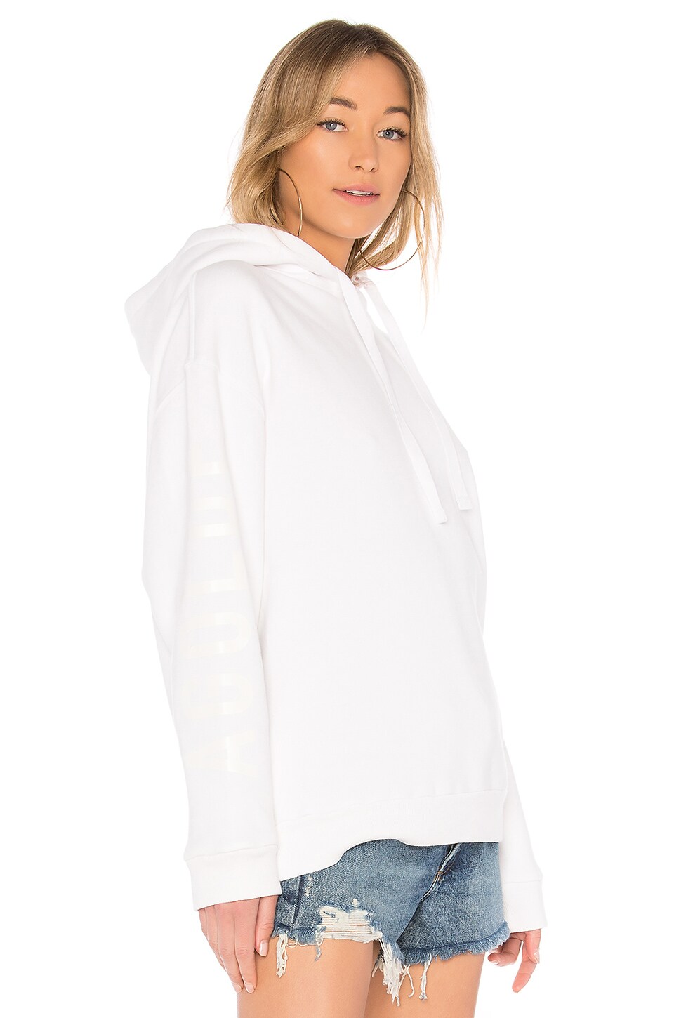 AGOLDE Logo Print Hoodie in Greyed Out White | REVOLVE