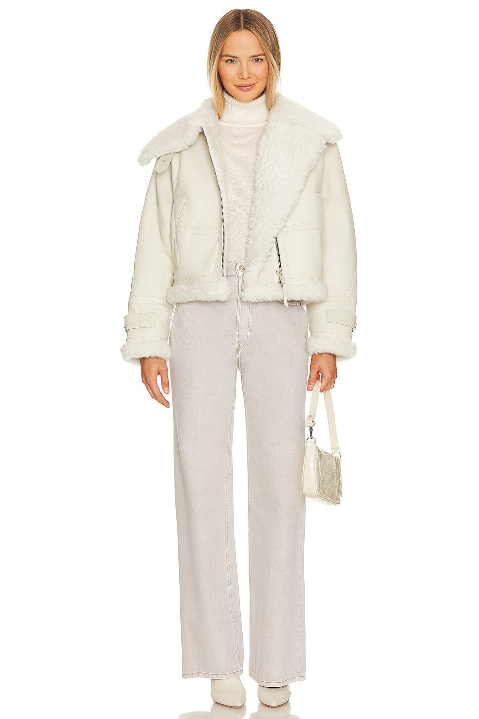 【関税込み】SHOREDITCH SKI CLUB DARLING SHERALING Shoreditch Ski Club Darling Cropped Shearling Jacket (Pebble