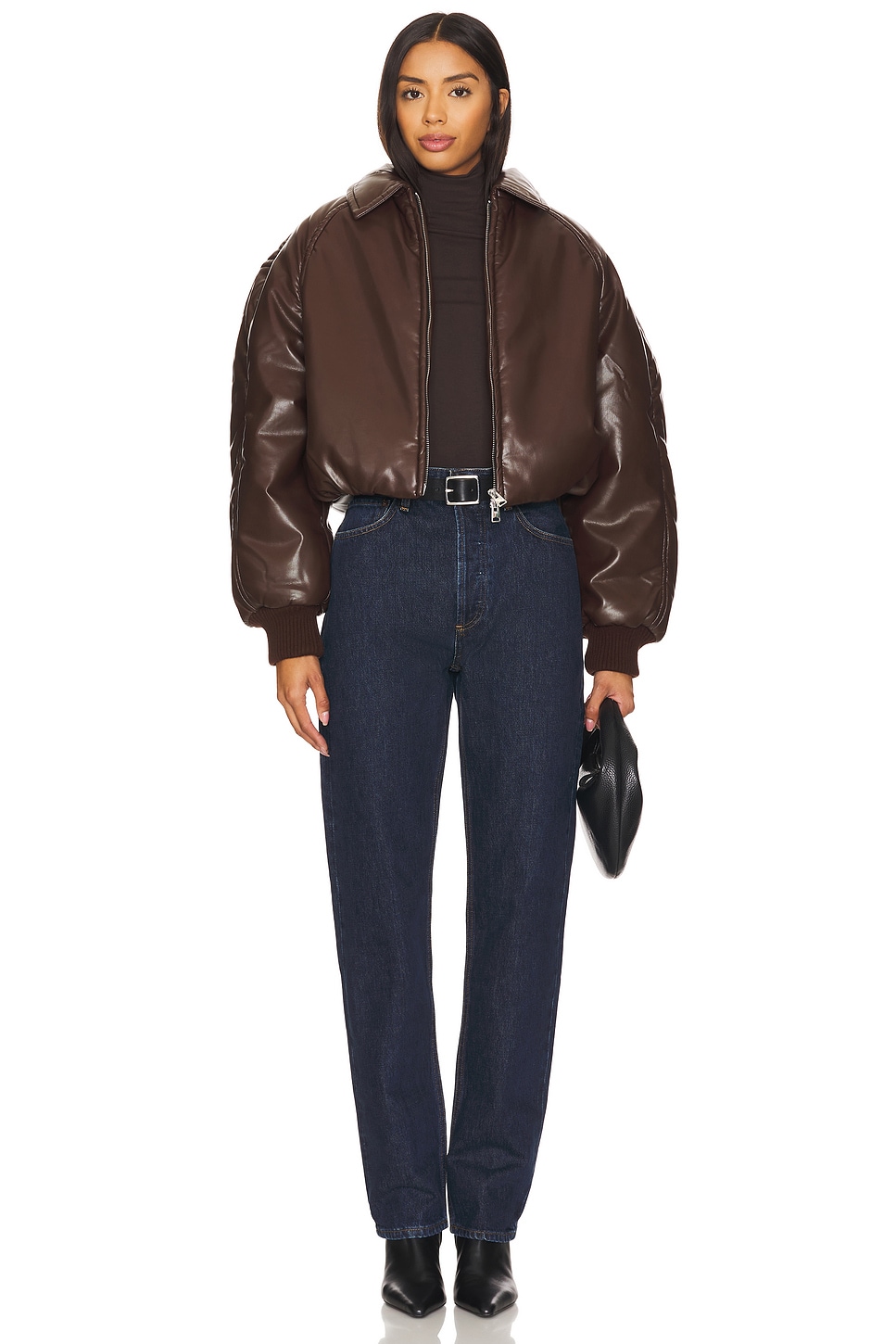 【Agolde】 x Shoreditchスキー Club Tate fauxレザーボンバージ x Shoreditch Ski Club Tate faux leather bomber jacket in