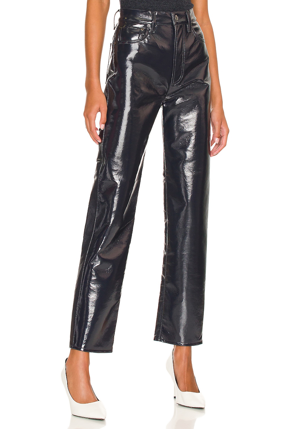AGOLDE Recycled Leather 90's Pinch Waist in Shadow Patent