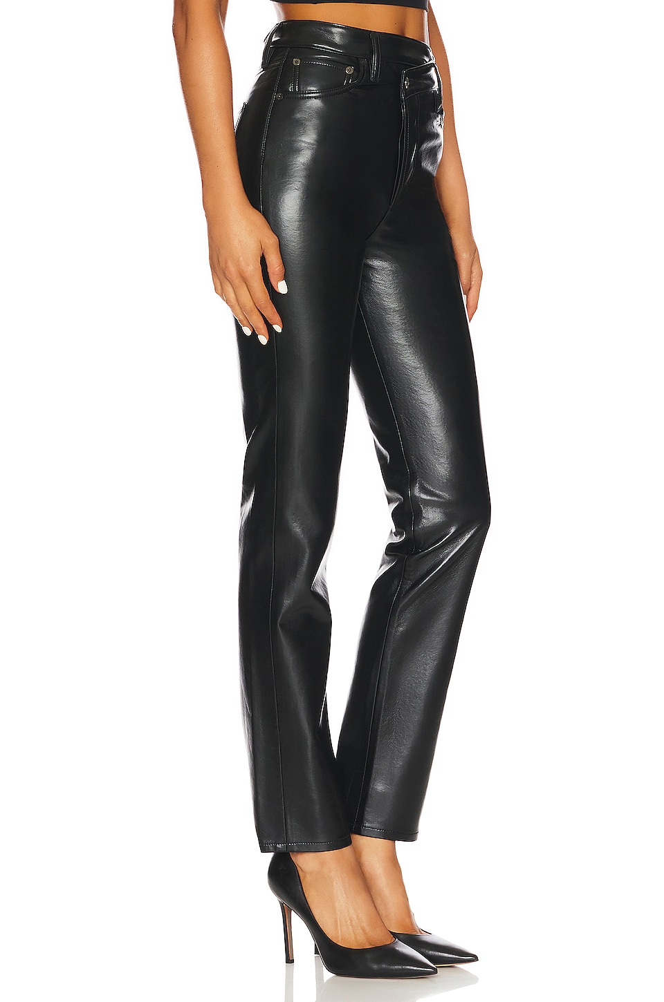 AGOLDE Recycled Leather Criss Cross Straight in Detox