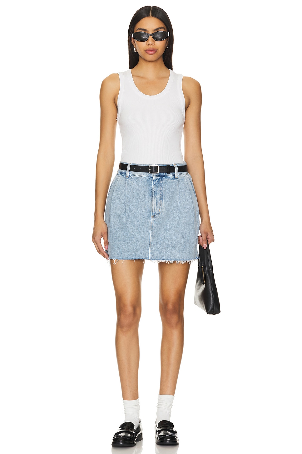 ミニスカート AGOLDE Mini Ribbed Denim Skirt Light Indigo A30421141REVIV A AGOLDE Liv Mini Skirt in Revival | REVOLVE