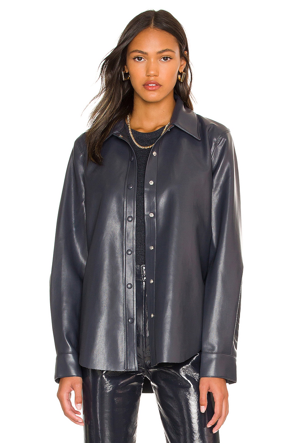 agolde vegan leather shirt