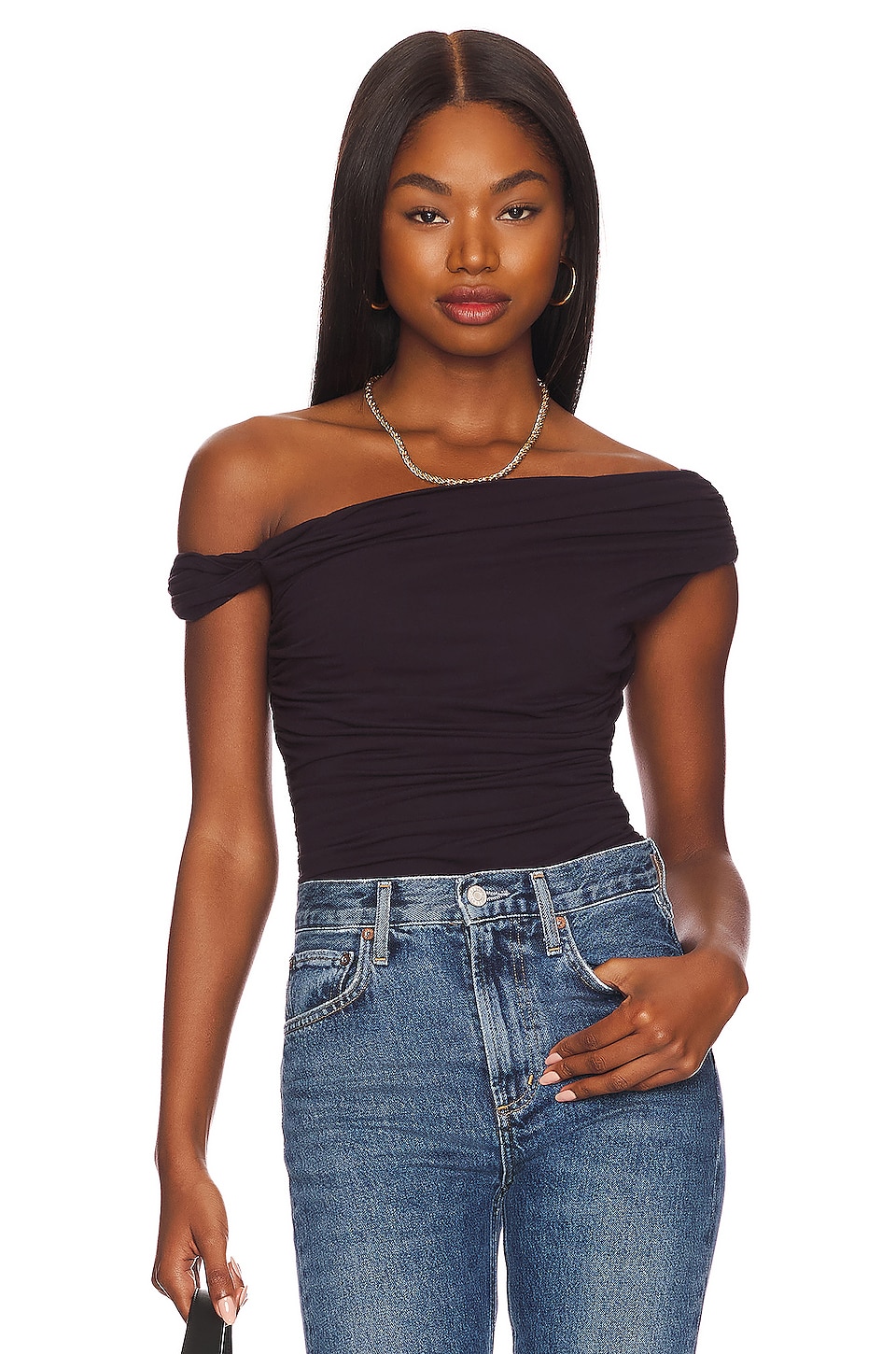 AGOLDE Hilma Twist Sleeve Bodysuit in Night Shade REVOLVE