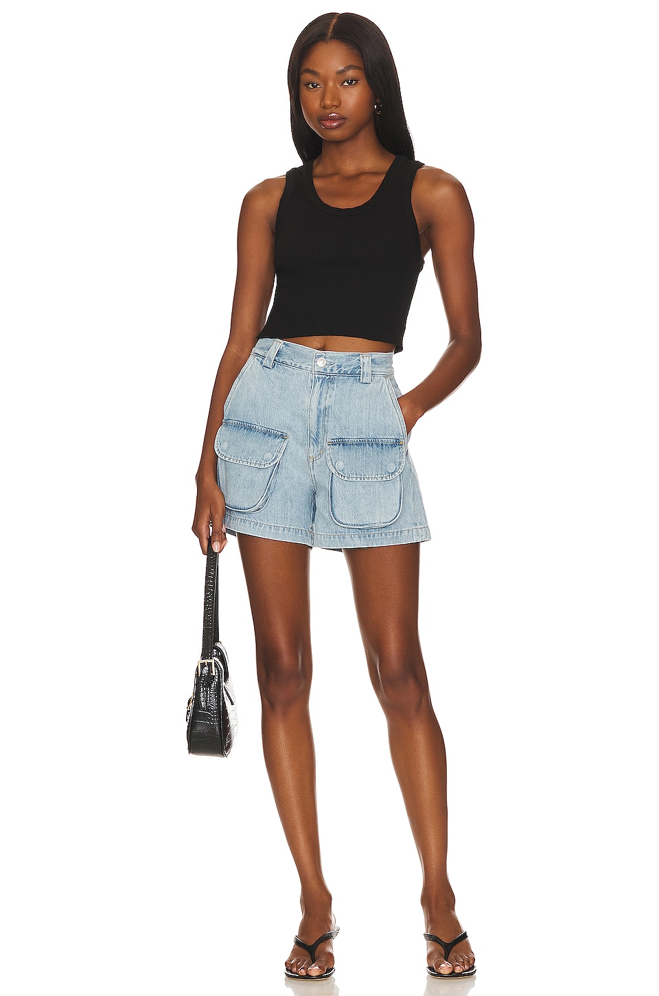 AGOLDE Cropped Poppy Tank in Black | REVOLVE