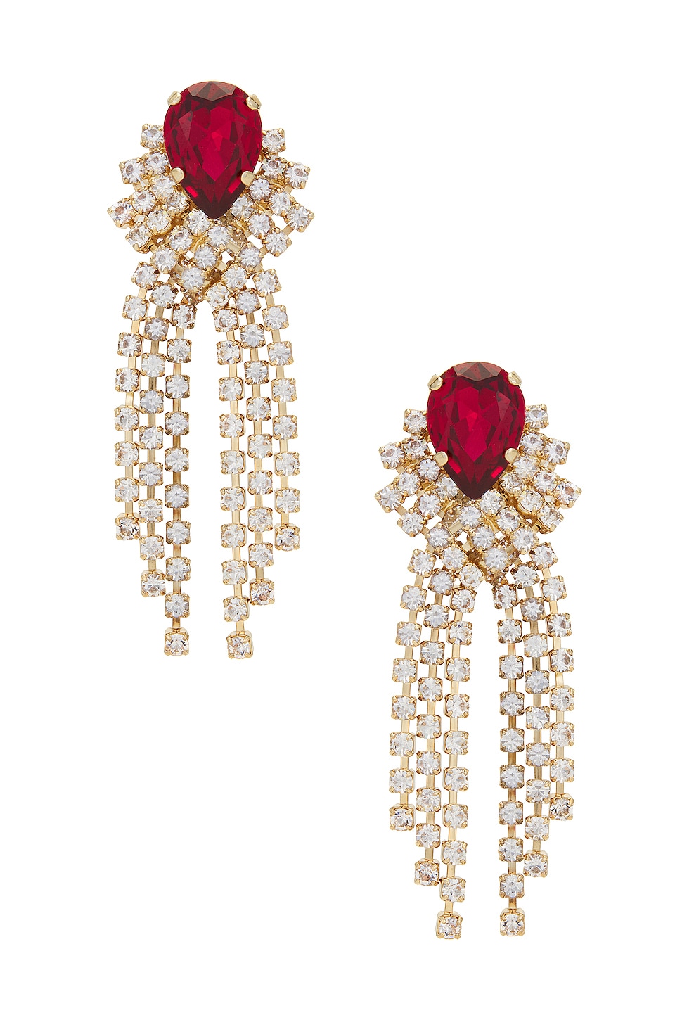 Anton Heunis Laced Crystal Chandelier Earrings in Fuchsia | REVOLVE