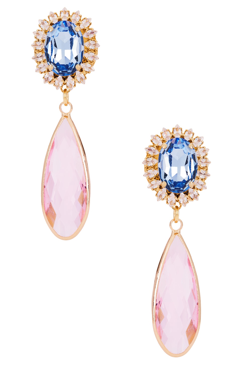 Stud Clip Oval & Tear Pendant Earrings