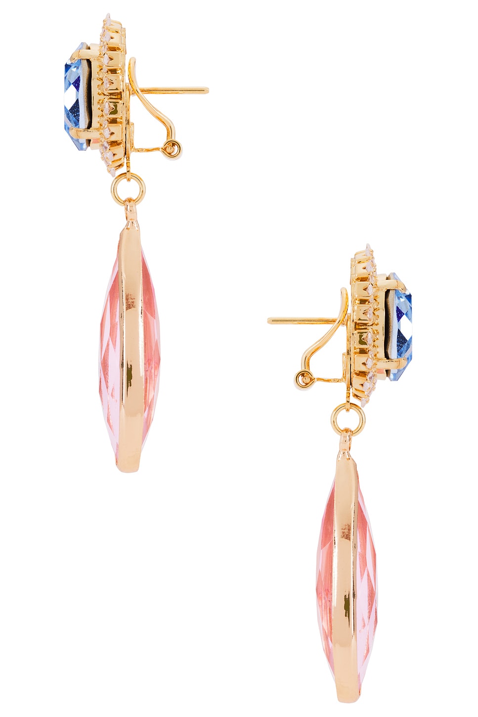 Stud Clip Oval & Tear Pendant Earrings