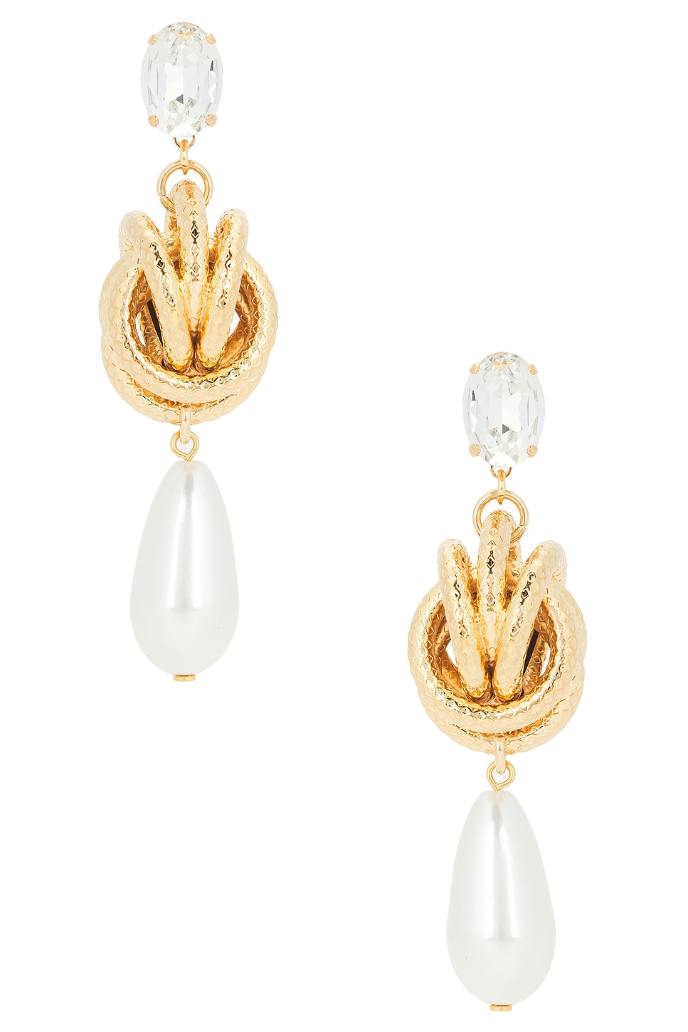 Omega Clasp Oval Knot & Pendant Earrings
