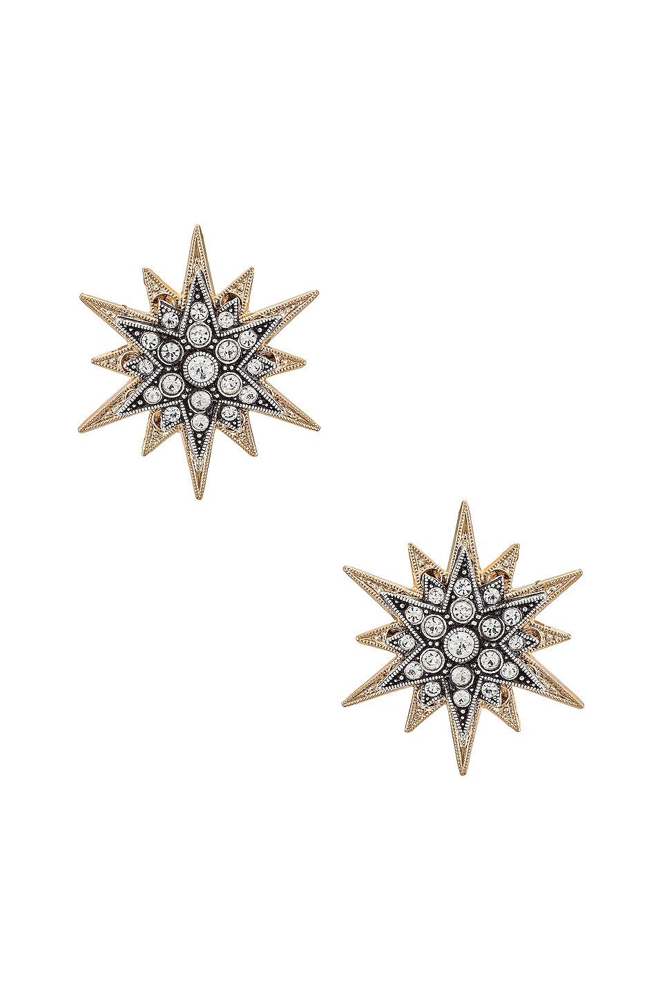 Anton Heunis Double Star Earring In Antique Silver & Gold