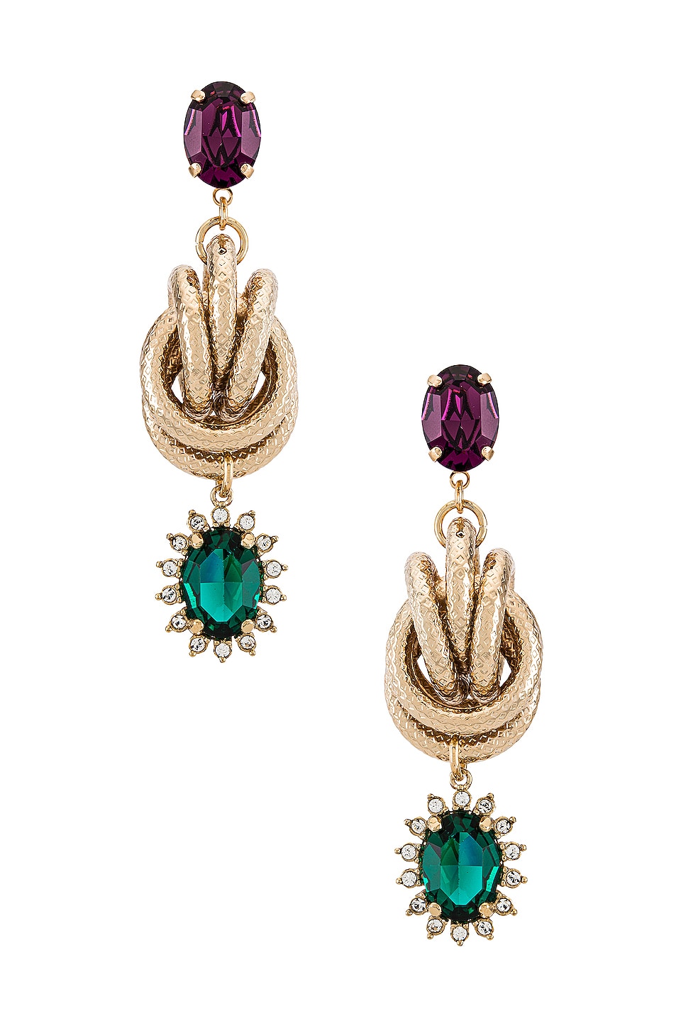 Anton Heunis Knot & Charm Earring in Green, Purple & Gold | REVOLVE